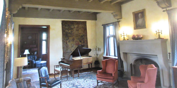 The living room at the Ewing Manor.